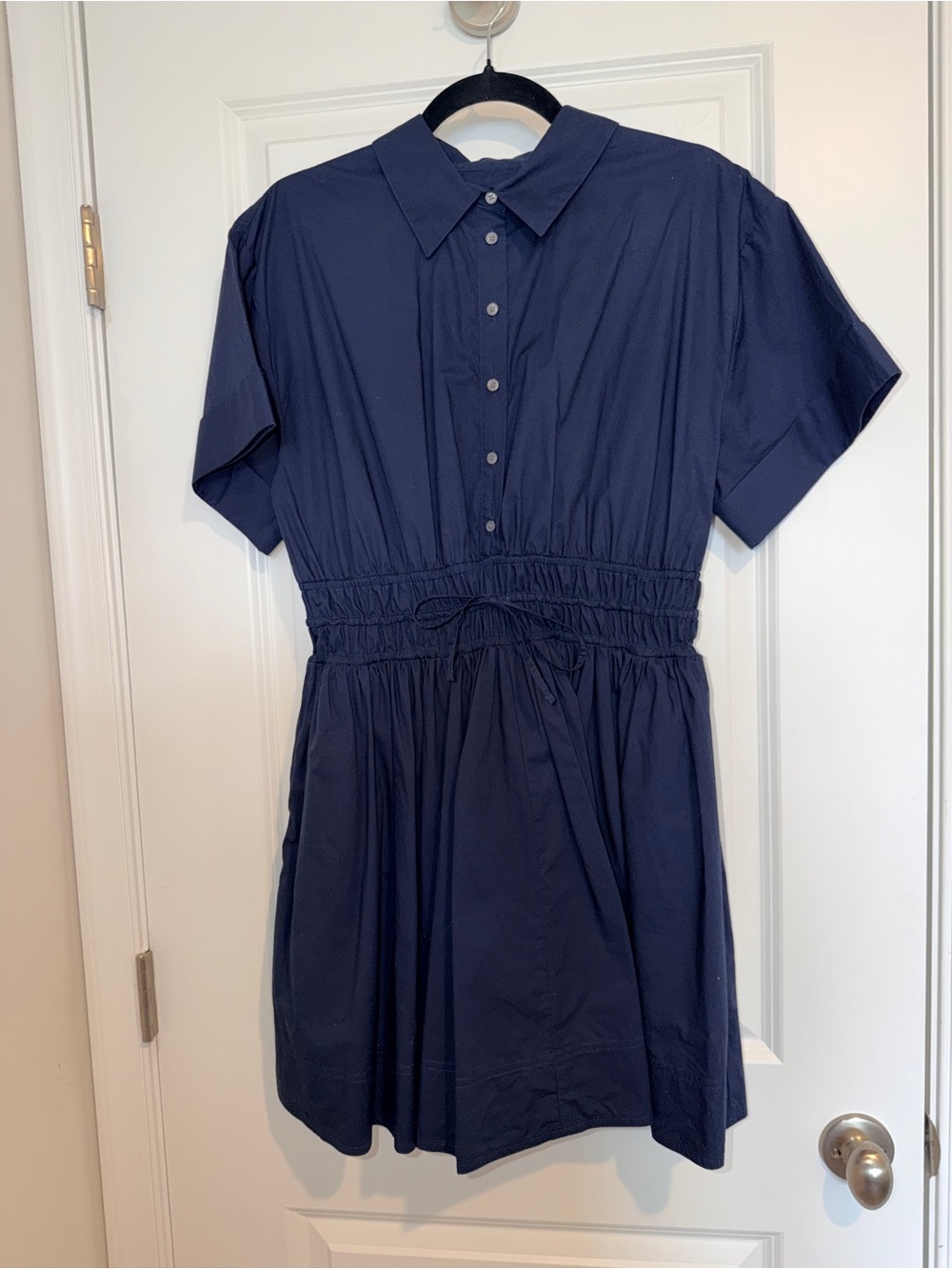 J.Crew Classic Navy Elena Mini Shirt Dress with Drawstring Waist - Picture 2 of 7